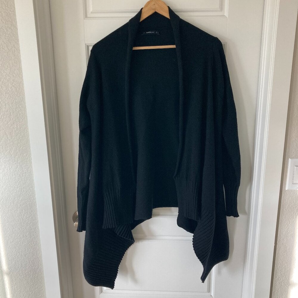 ZARA Black Open-Front Wrap Cardigan – Excellent Condition